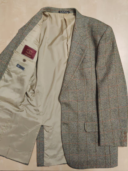 Giacca anni '80 in tweed cachi finestrato - tg. 50