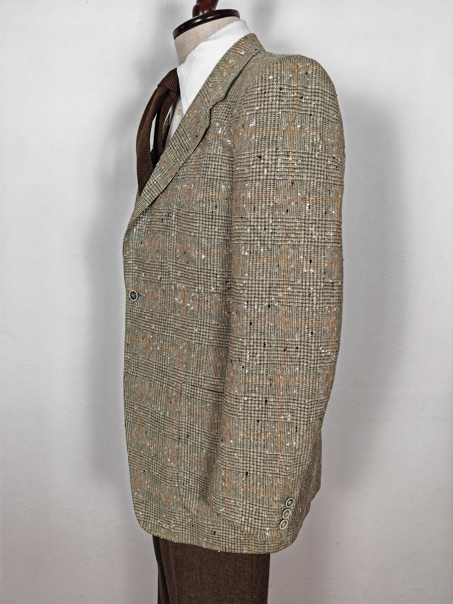 Giacca anni '70 in tweed bottonato tipo donegal - tg. 48/50