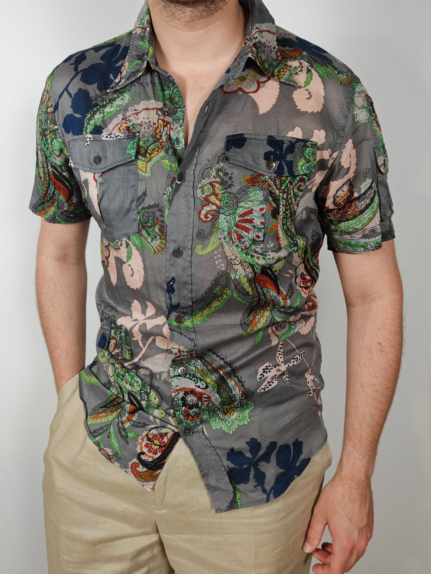 Camicia Dries Van Noten maniche corte floreale - M slim