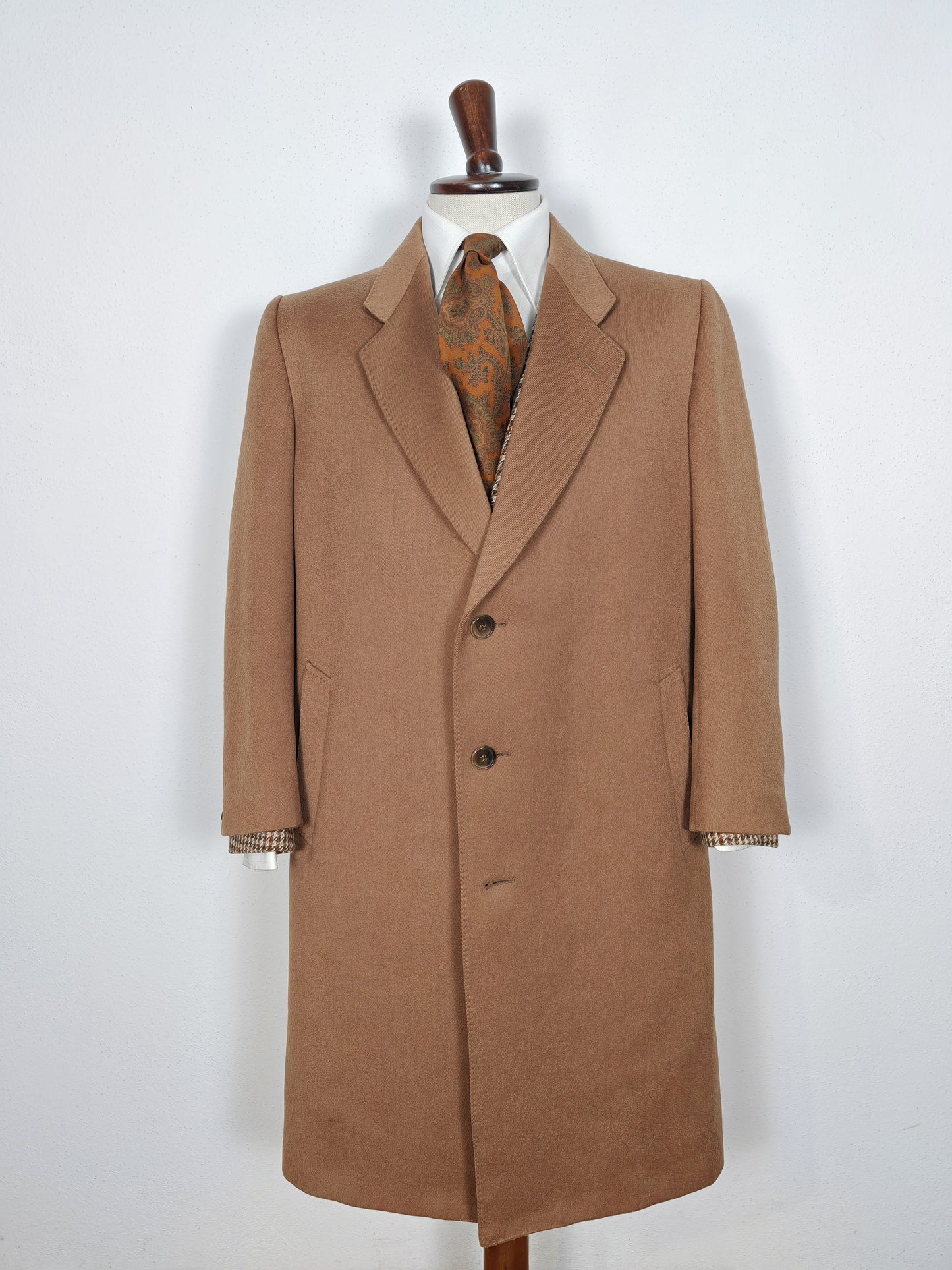 Cappotto anni '70 color cammello in twill di lana - tg. 50-54