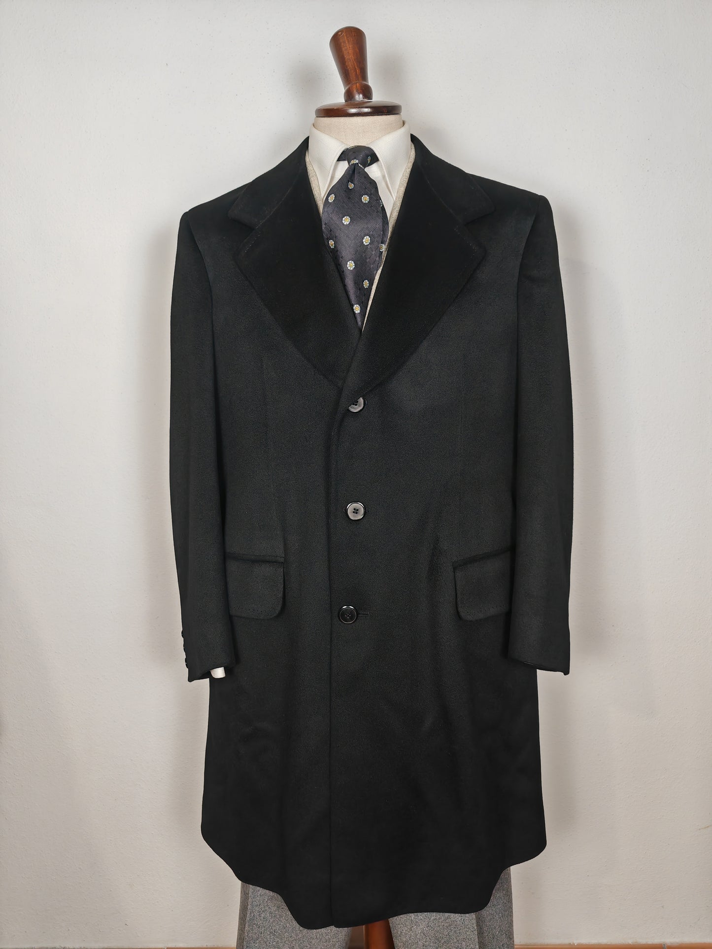 Cappotto sartoriale in panno di lana nero - tg. 50