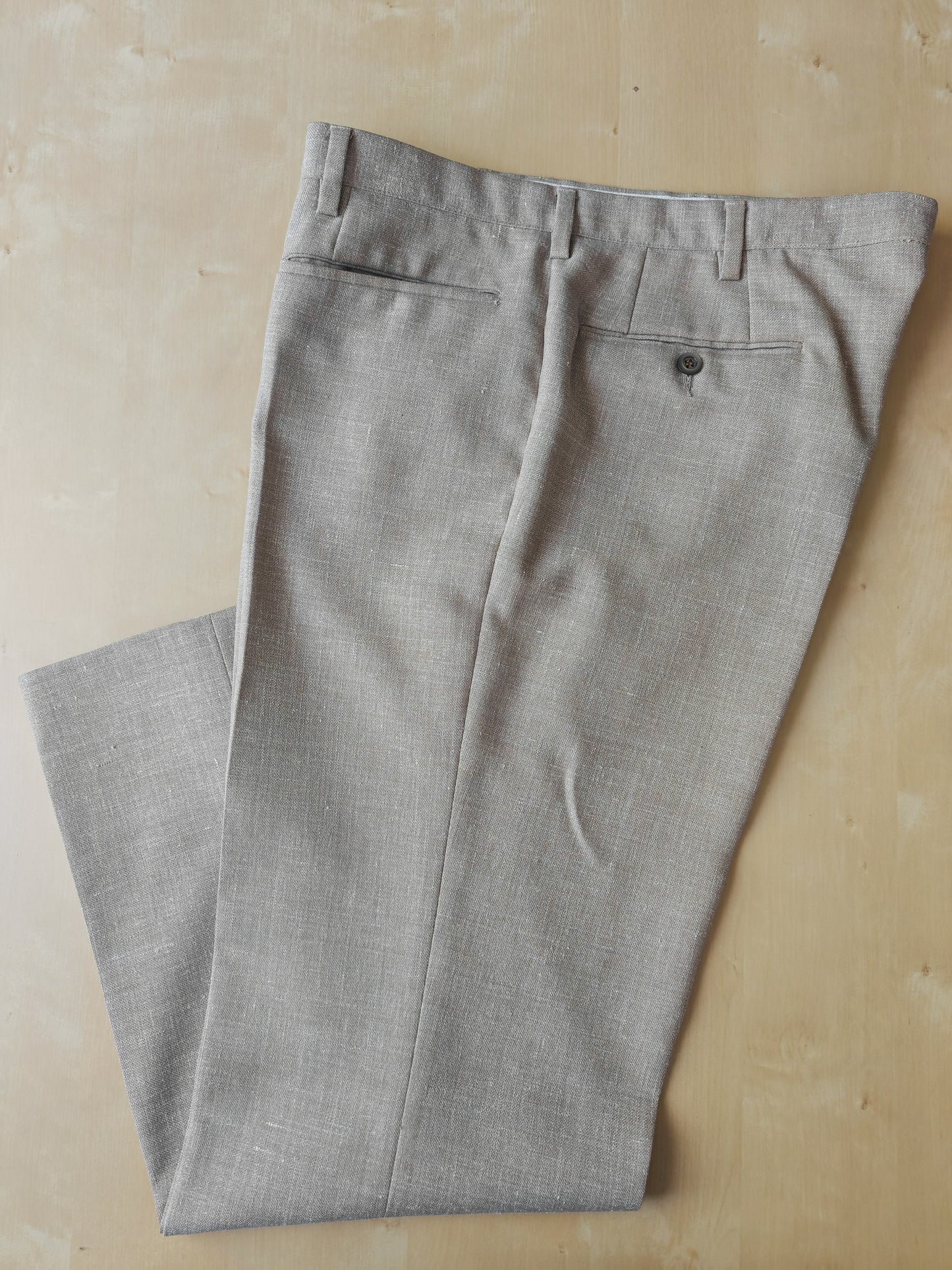 Completo estivo anni '70 in tela misto lino ecru - tg. 48/50