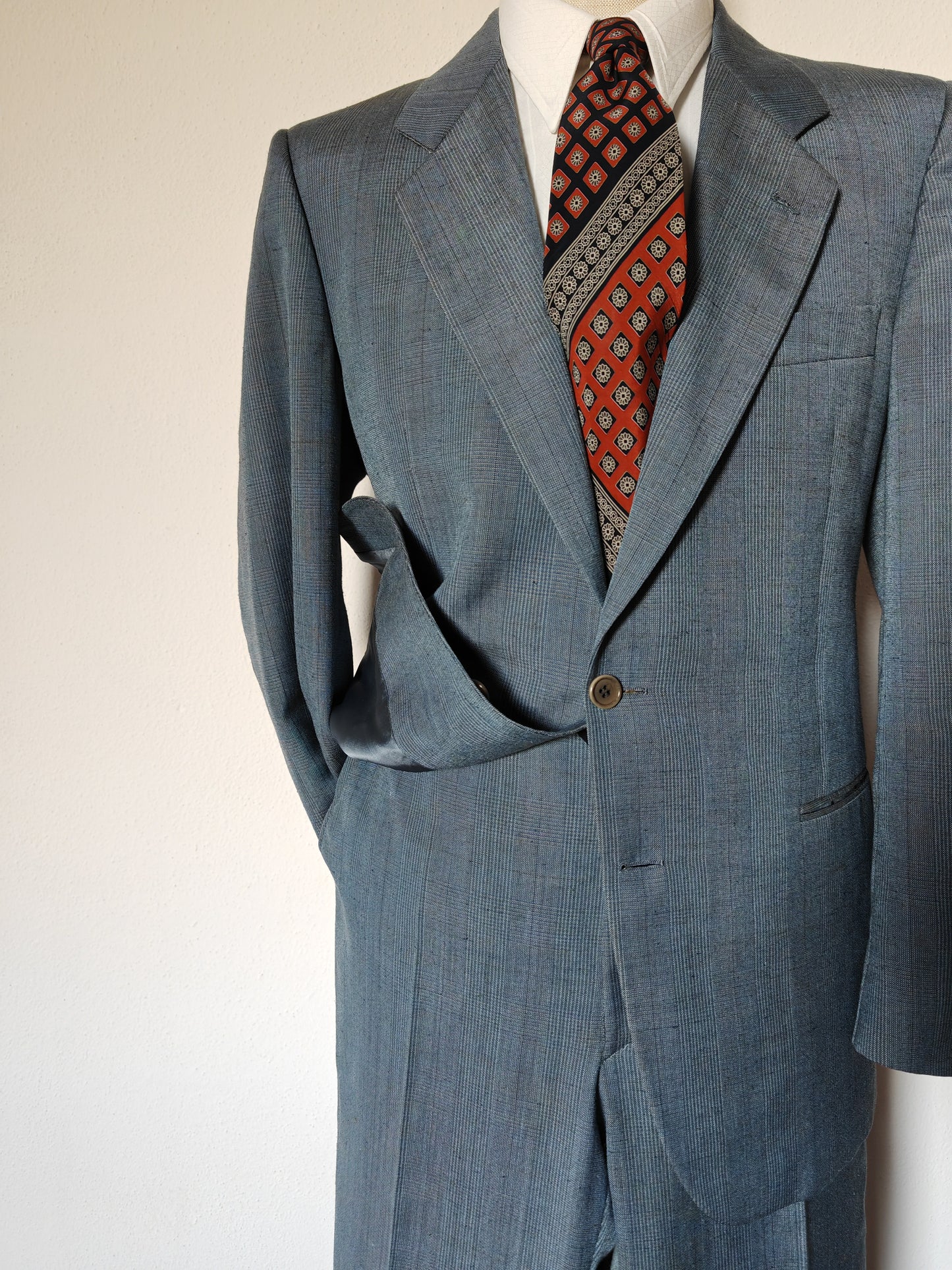 Vintage 70s mid-season suit, flared - size 52 ITA