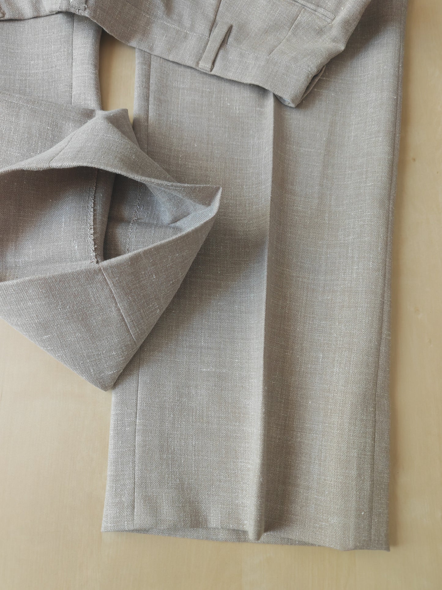 Completo estivo anni '70 in tela misto lino ecru - tg. 48/50