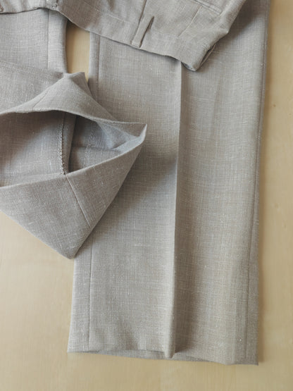 Completo estivo anni '70 in tela misto lino ecru - tg. 48/50