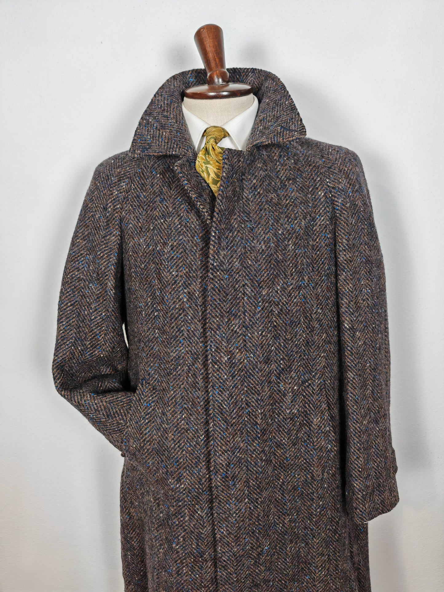 Cappotto raglan in tweed spinato anni '80 - tg. 46