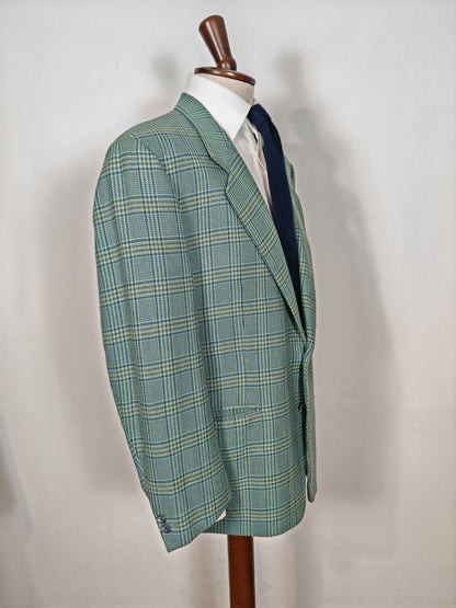 Giacca Corneliani anni '80 check verde acquamarina - tg. 54/56