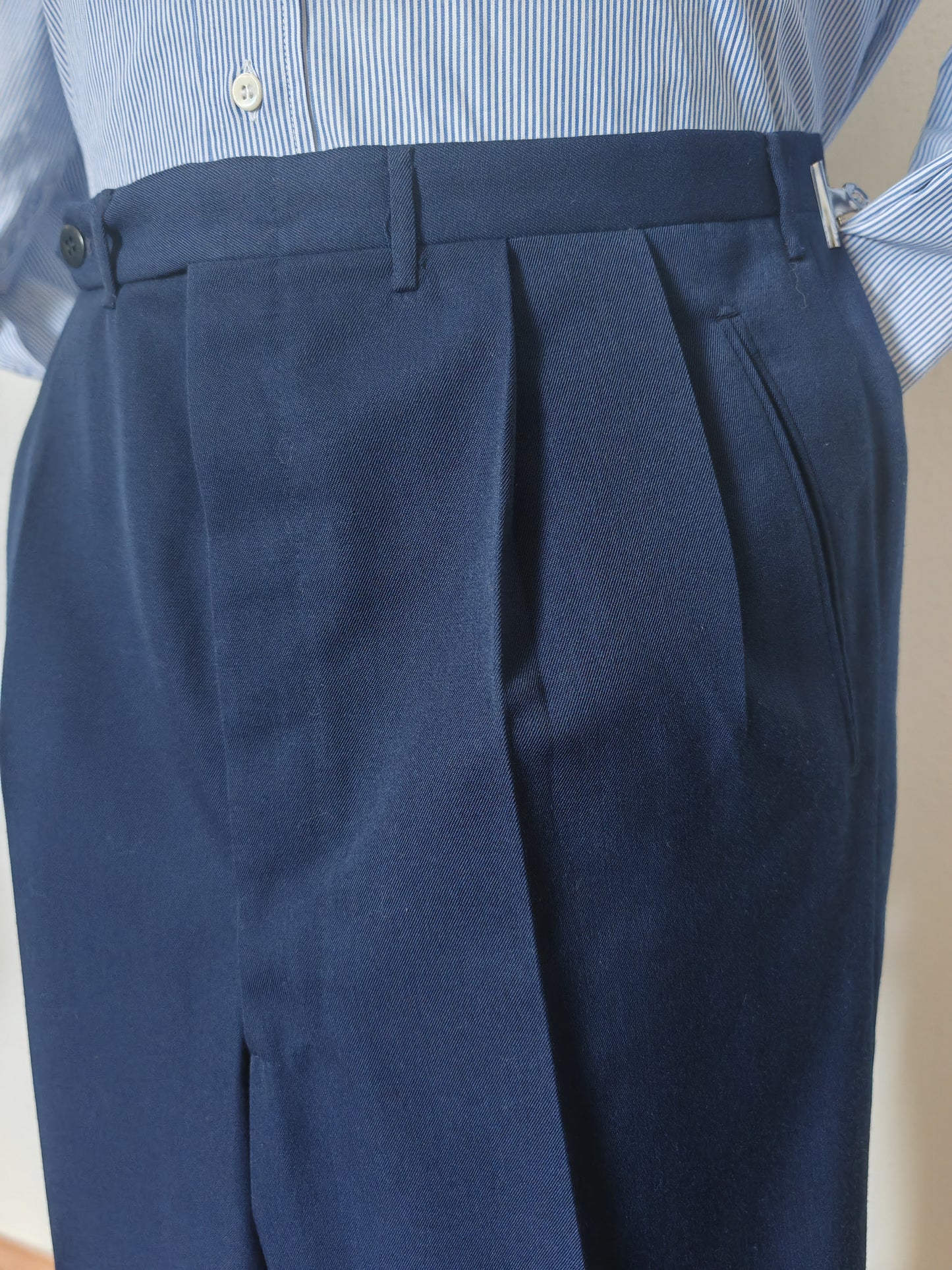 Completo sartoriale anni '60 twill di lana blu - tg. 50