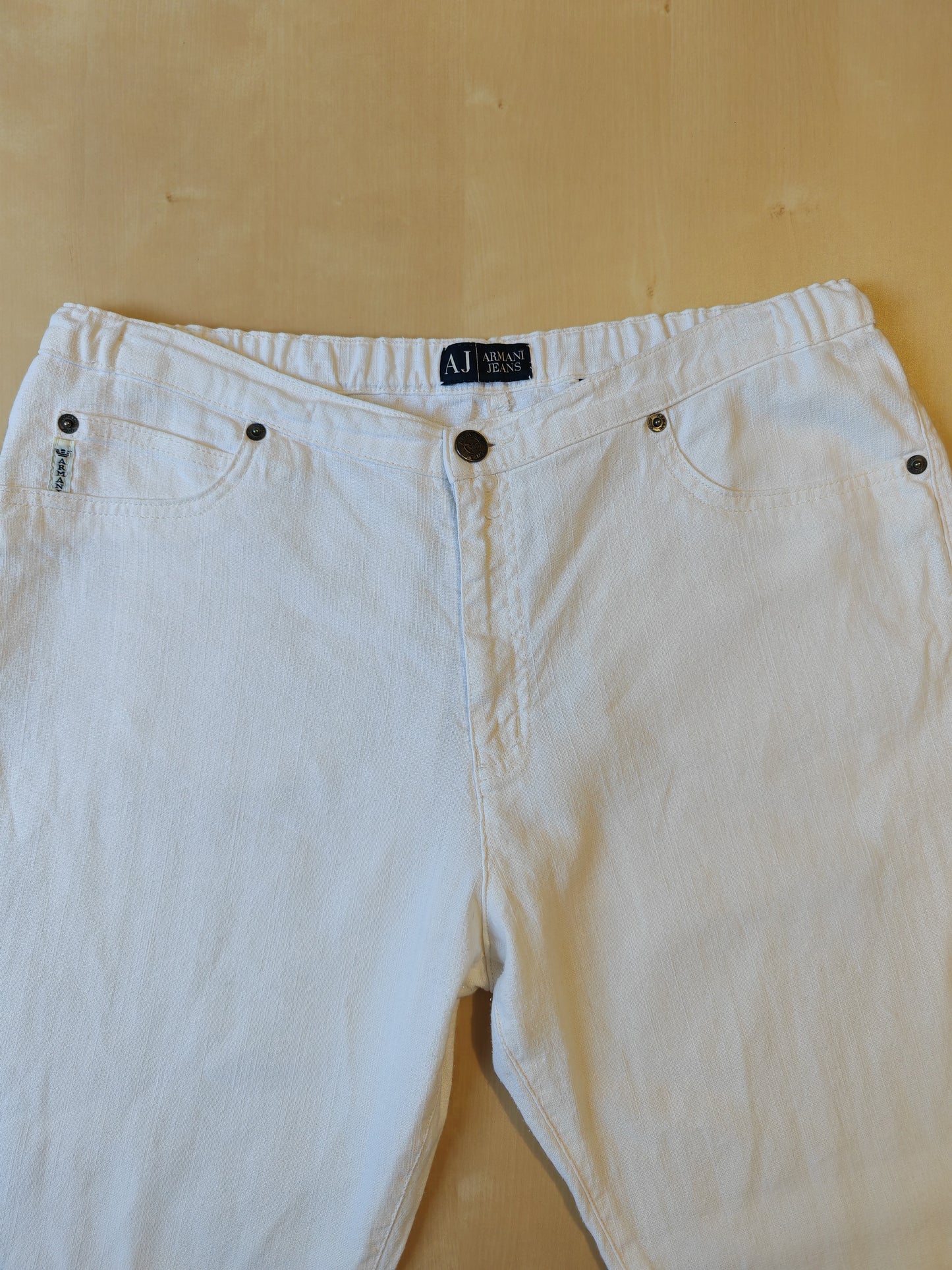 Pantalone/jeans Armani bianco 100% lino - W35 (50)