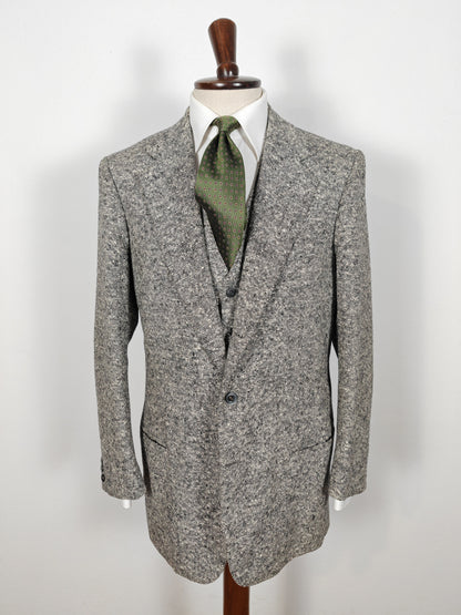 Giacca + panciotto sartoriali anni '60 in tweed sale e pepe - tg. 54 lunga