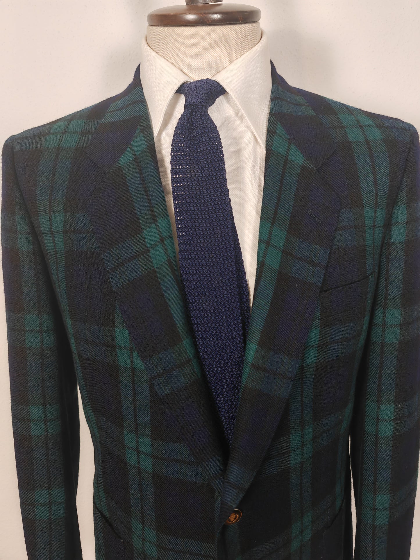 Blazer anni '80 in flanella tartan tipo Black Watch - tg. 48/50