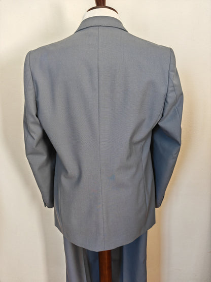 Completo anni '70 in tela di lana azzurro carta da zucchero - tg. 50