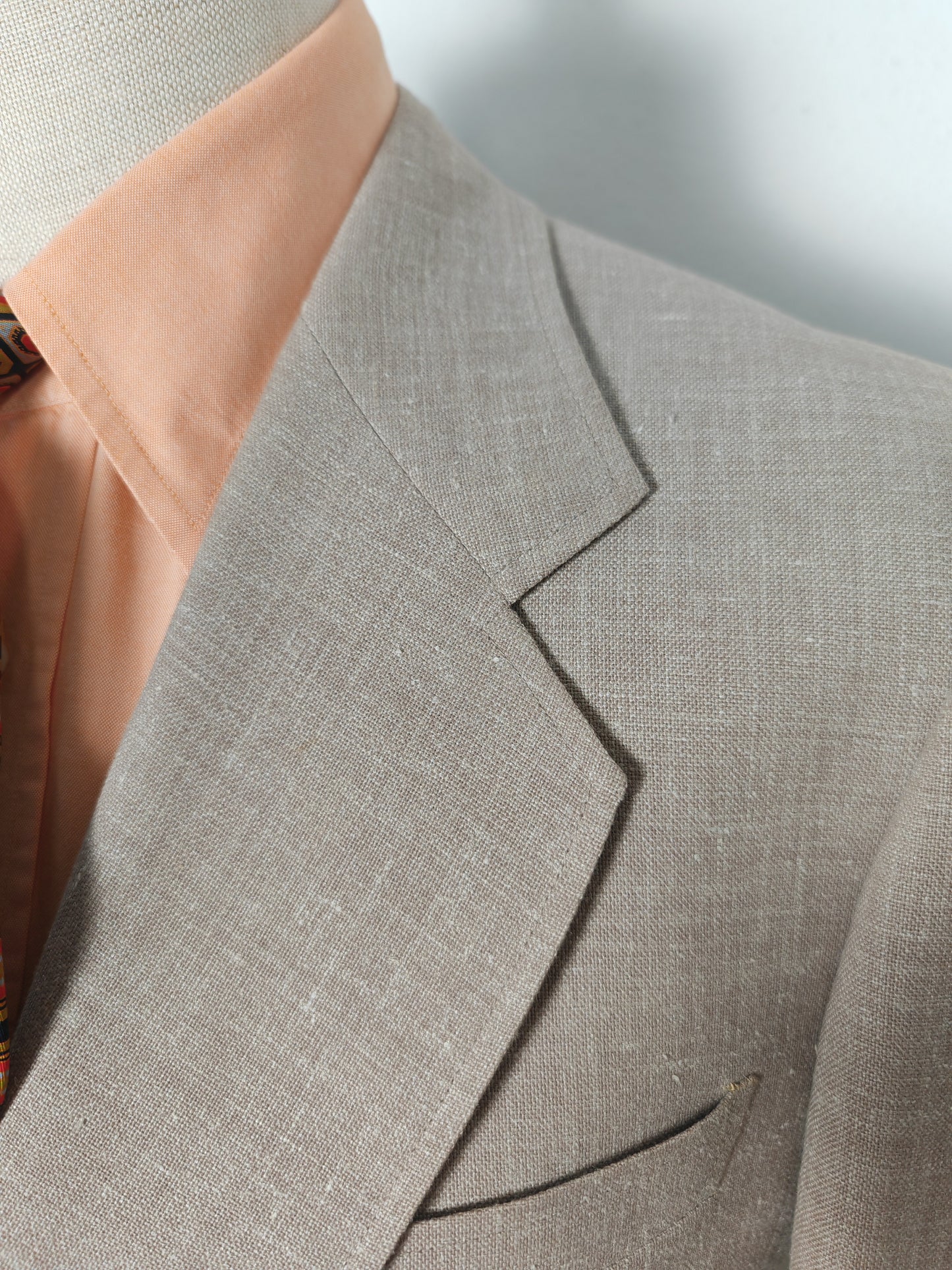 Completo estivo anni '70 in tela misto lino ecru - tg. 48/50