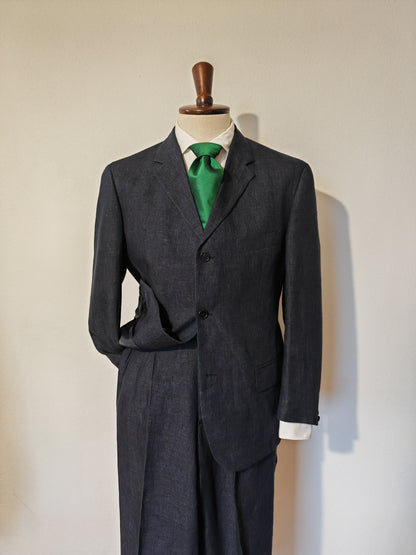 Blue suit, 100% linen - size 48