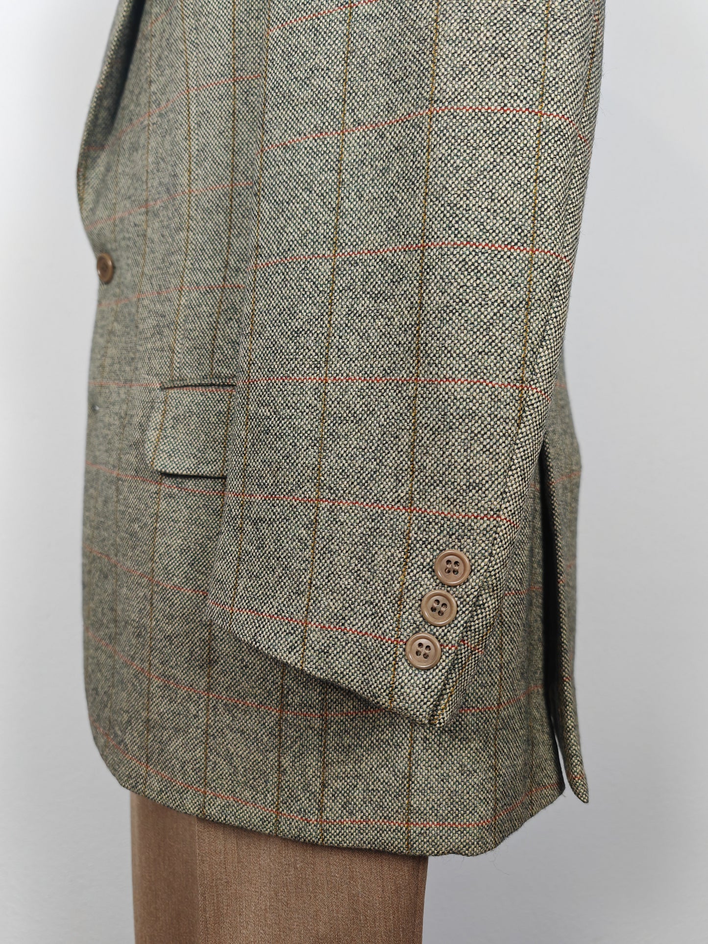 Giacca anni '80 in tweed cachi finestrato - tg. 50