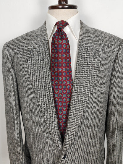 Giacca sartoriale anni '60/'70 in tweed spinato misto alpaca - tg. 56 lunga