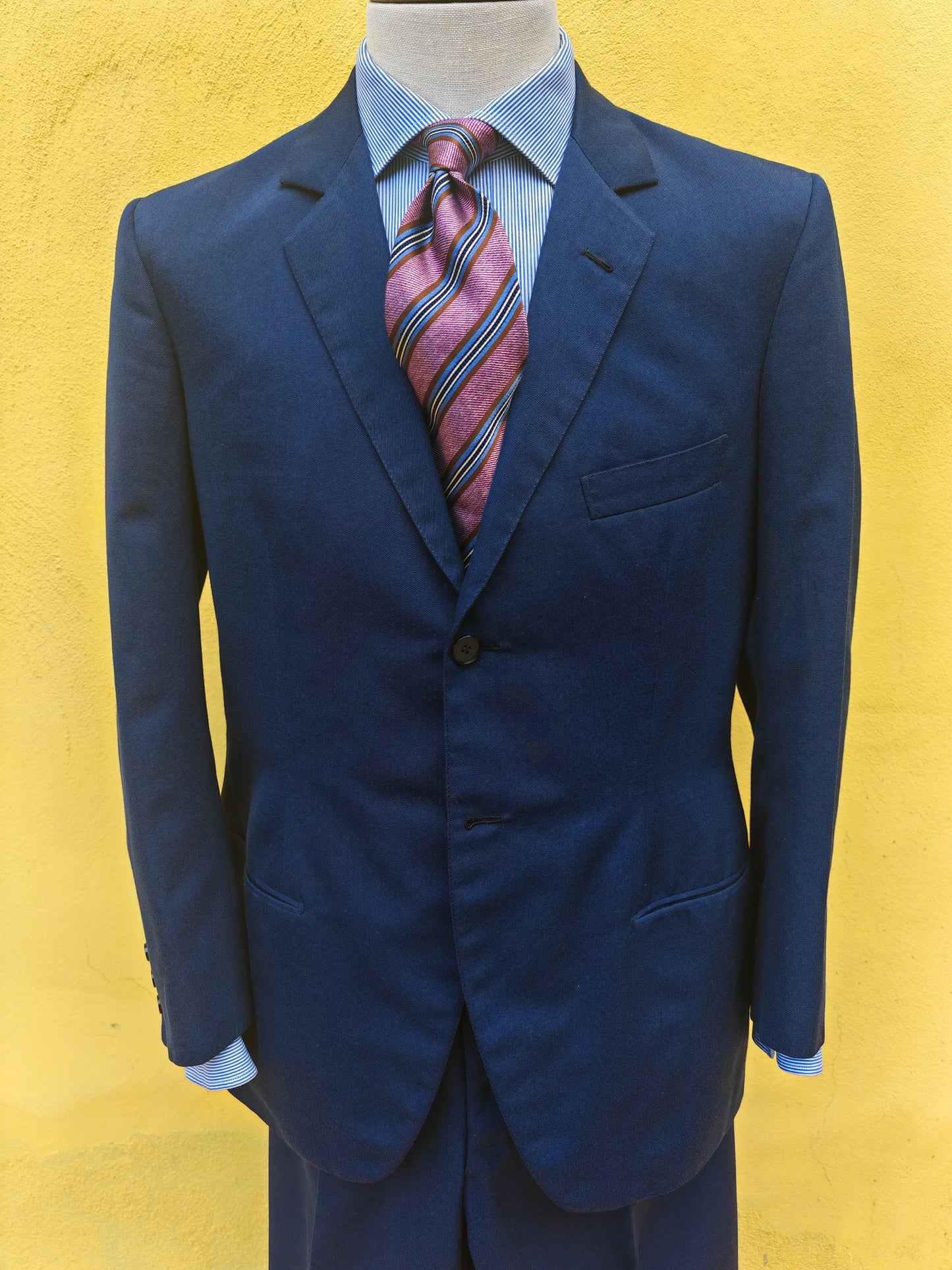 Completo sartoriale anni '60 twill di lana blu - tg. 50