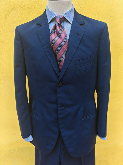 Completo sartoriale anni '60 twill di lana blu - tg. 50
