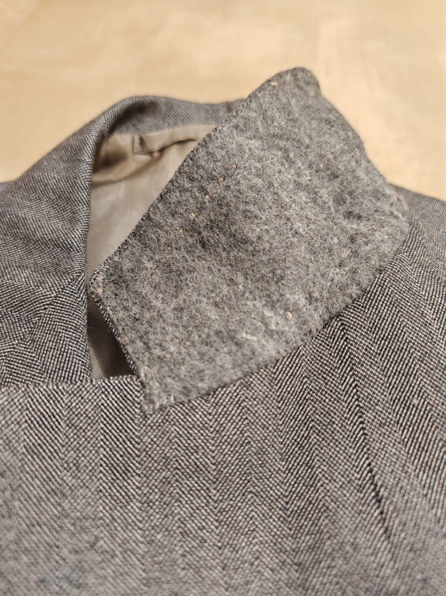 Giacca sartoriale anni '60/'70 herringbone grigio - tg. 46/48 corta