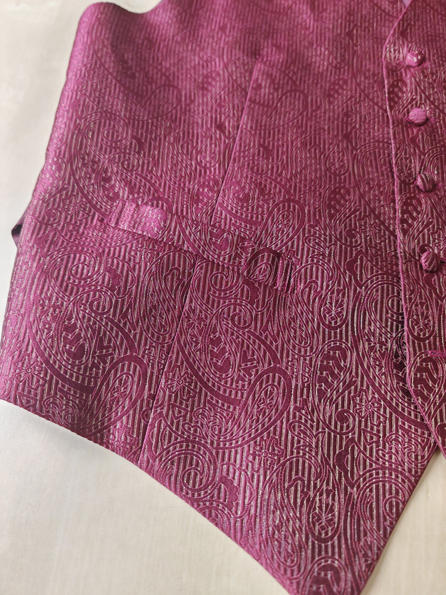 Panciotto anni '80 in pura seta canneté damascata - M