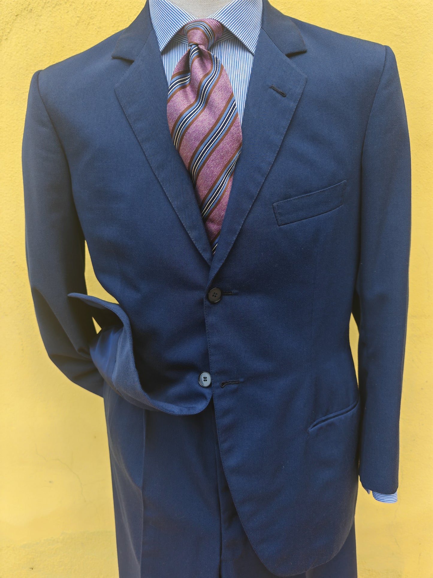 Completo sartoriale anni '60 twill di lana blu - tg. 50