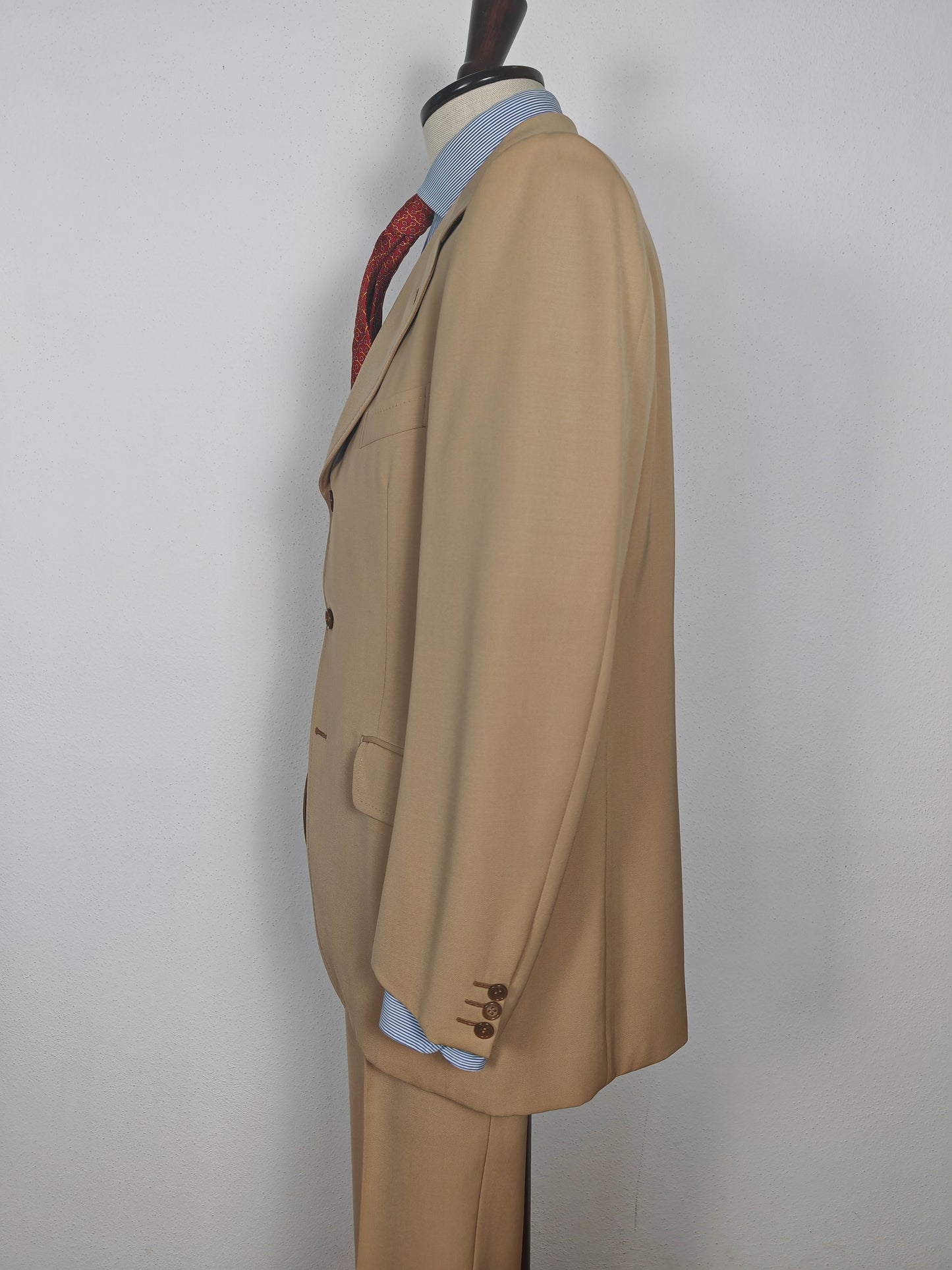 Completo anni '70 in twill di lana beige - tg. 50/52