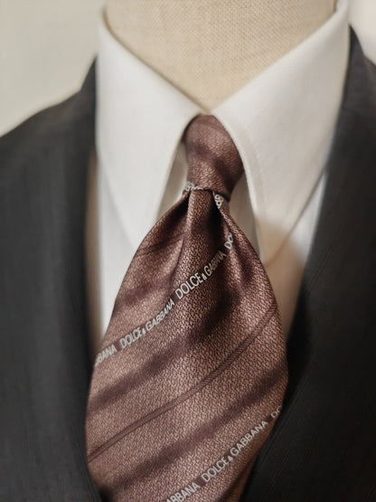 Dolce & Gabbana, striped tie with logos