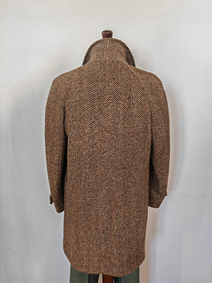 Cappotto anni '70 in tweed spigato, lunghezza tre quarti - tg. 48-50
