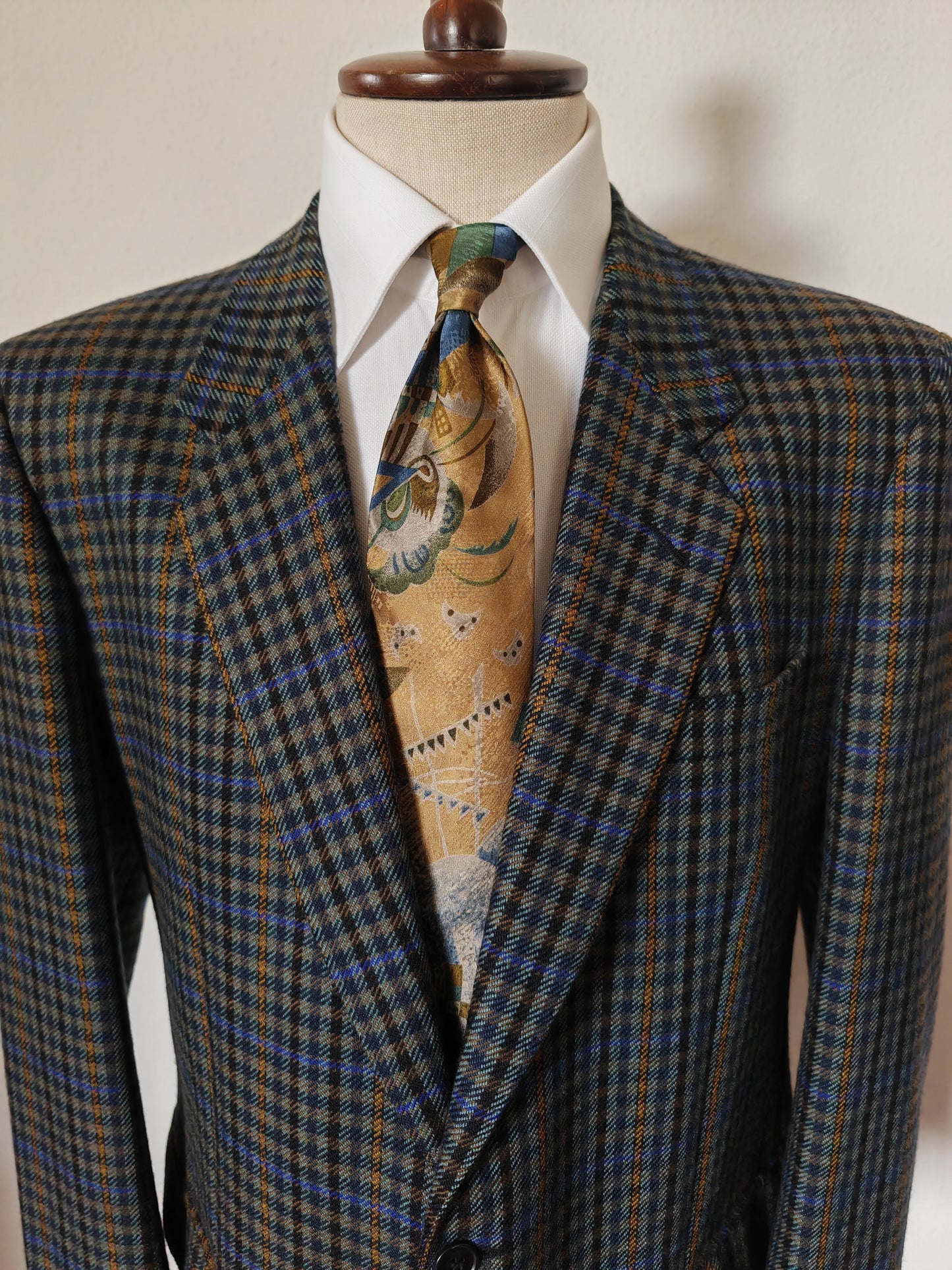 Giacca anni '80 in tweed a quadri finestrata - tg. 54