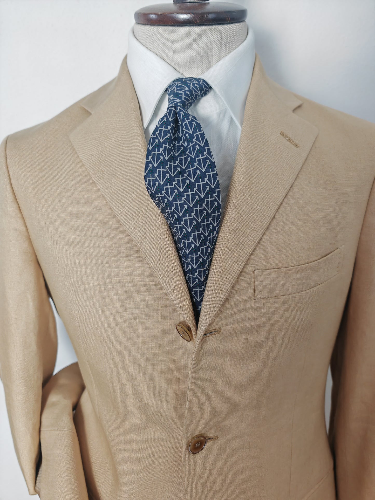 Completo anni '90 in puro lino irlandese beige - tg. 46/48