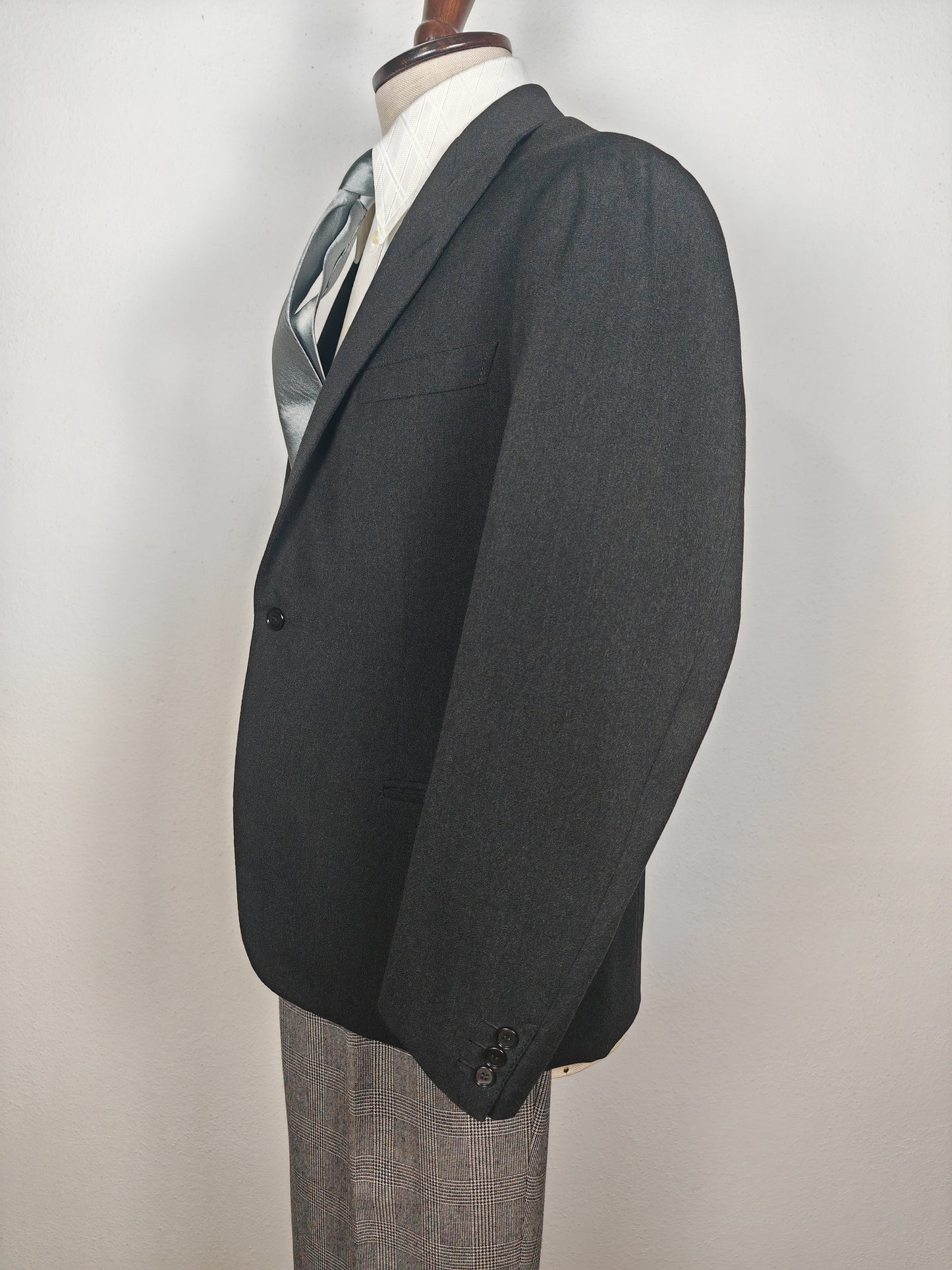 Giacca sartoriale anni '50/'60 in flanella grigio antracite - tg. 46