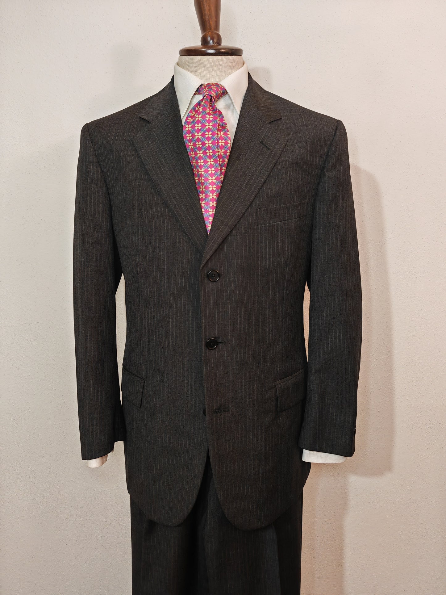 Completo Corneliani fresco lana gessato mezza fodera - tg. 52