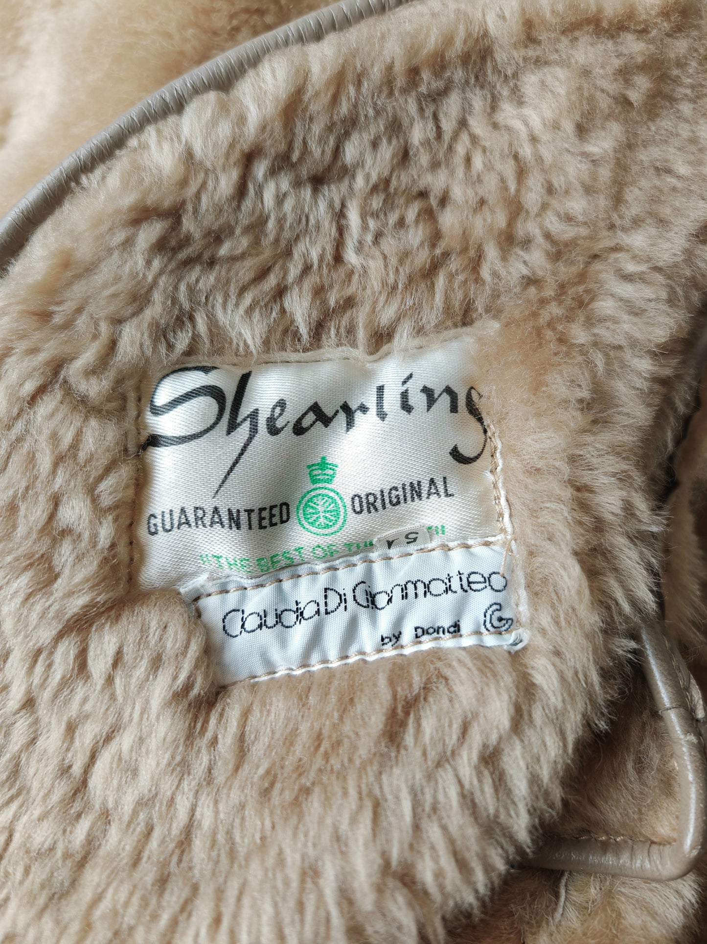 Montone shearling anni '70 doppiopetto color cammello - L/XL