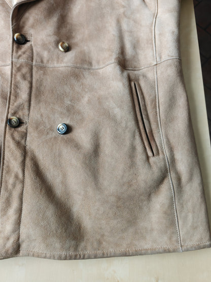 Montone shearling anni '70 doppiopetto color cammello - L/XL