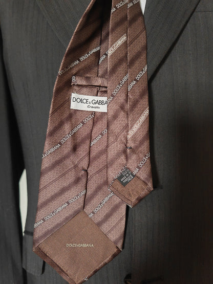 Dolce & Gabbana, striped tie with logos