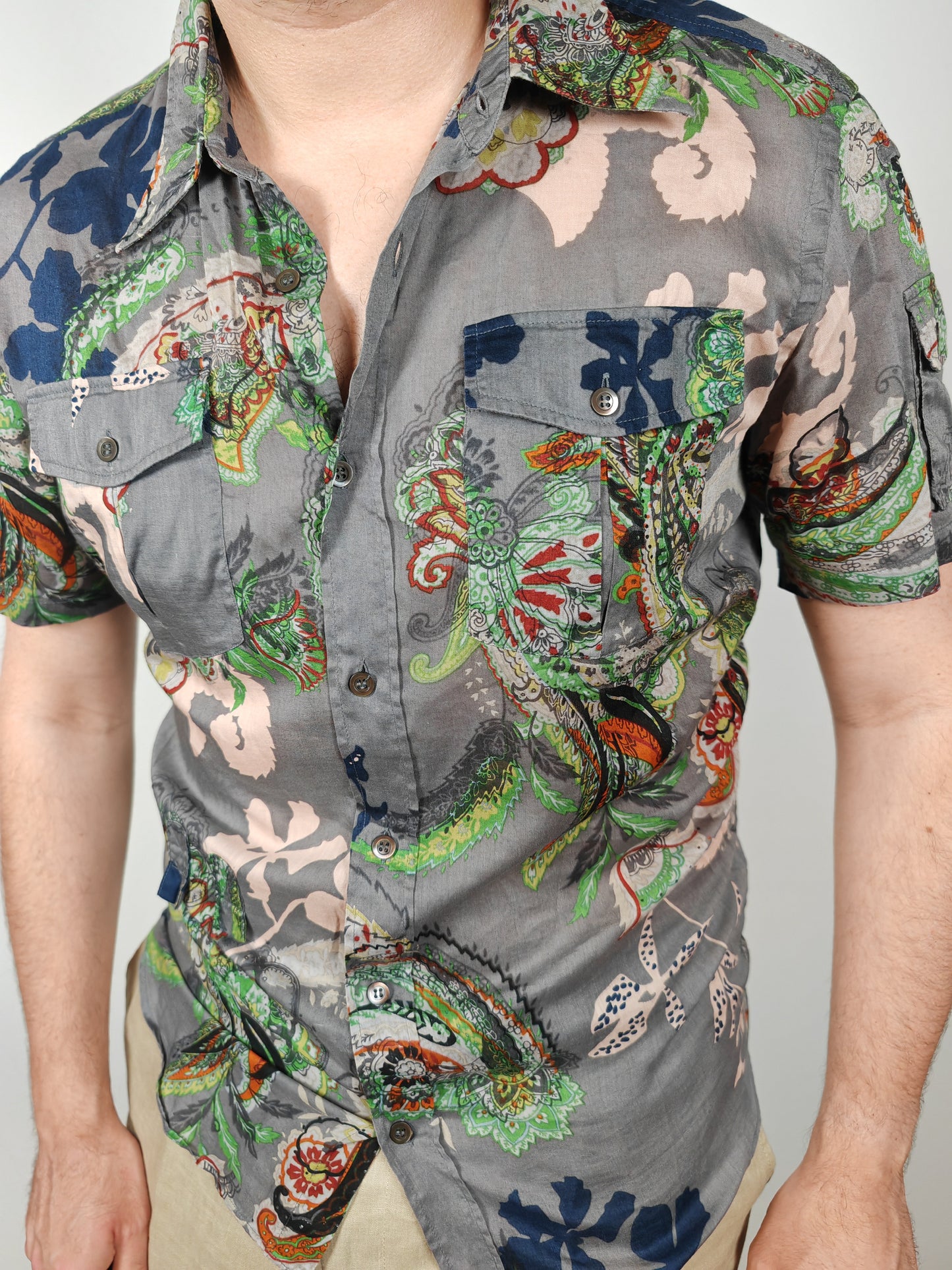 Camicia Dries Van Noten maniche corte floreale - M slim