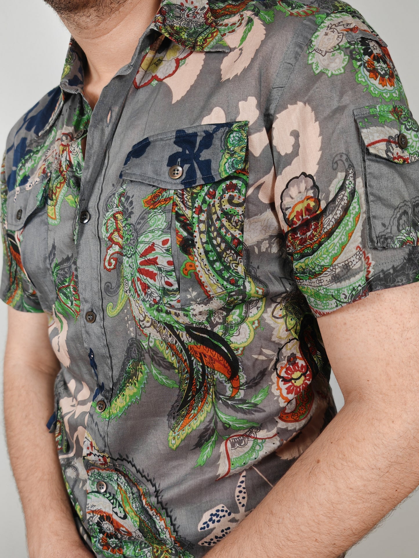 Camicia Dries Van Noten maniche corte floreale - M slim