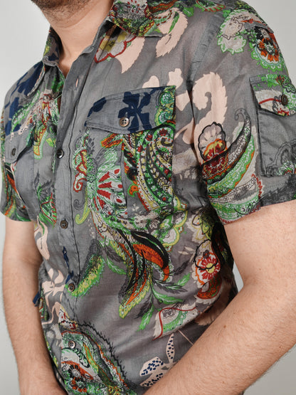 Camicia Dries Van Noten maniche corte floreale - M slim