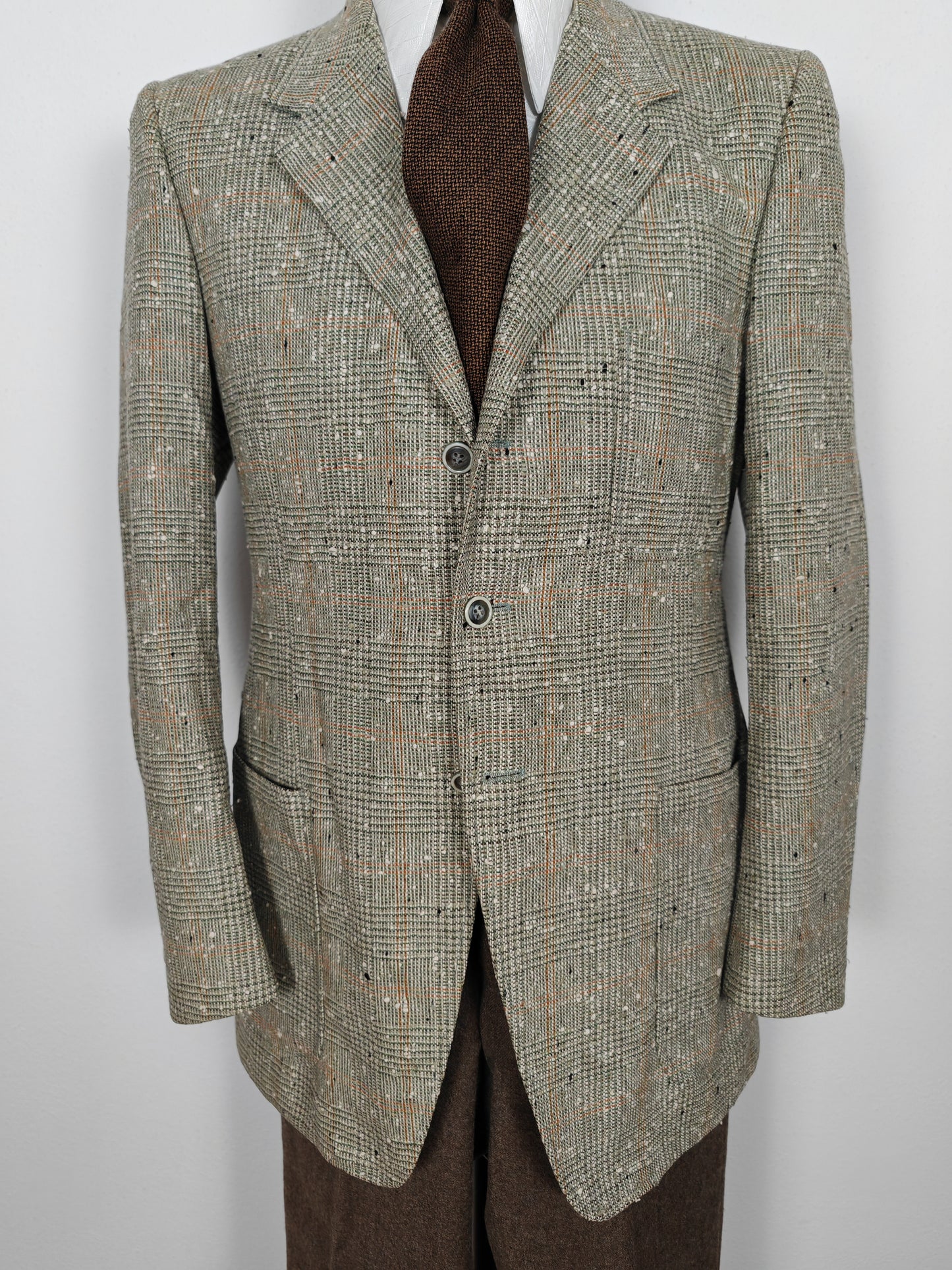 Giacca anni '70 in tweed bottonato tipo donegal - tg. 48/50
