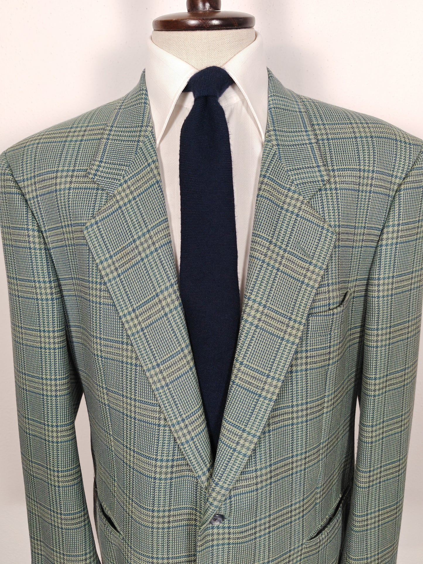 Giacca Corneliani anni '80 check verde acquamarina - tg. 54/56