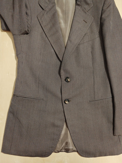 Completo 3 pezzi svasato anni '70 marrone spigato - tg. 44