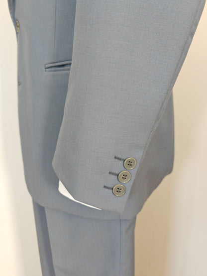 Completo anni '70 in tela di lana azzurro carta da zucchero - tg. 50