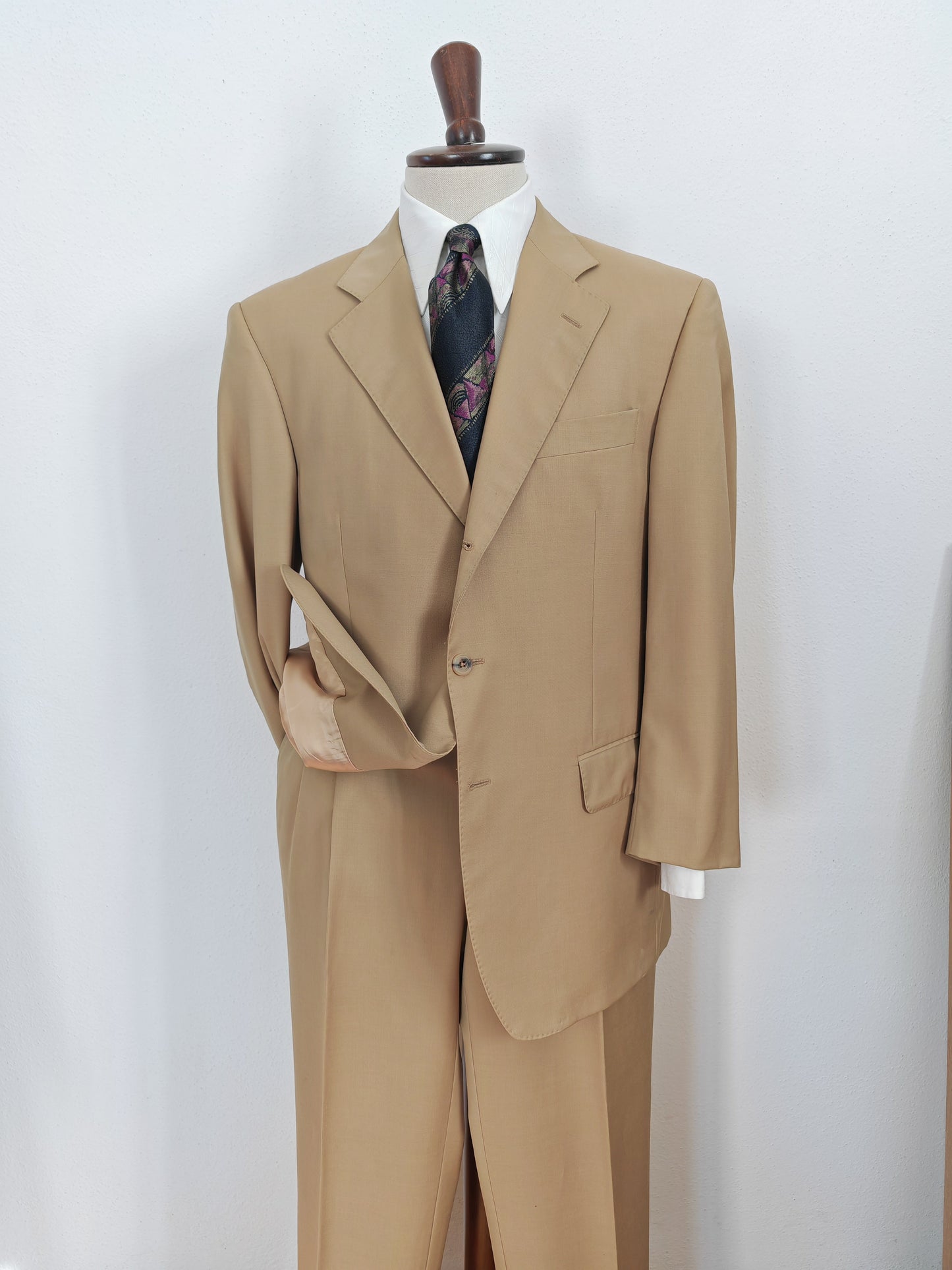 Completo anni '80 in fresco lana beige - tg. 52