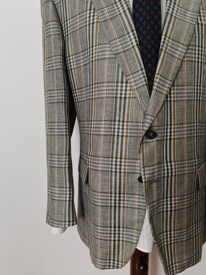 Summer checked jacket in 100% Irish linen, size 54 ITA