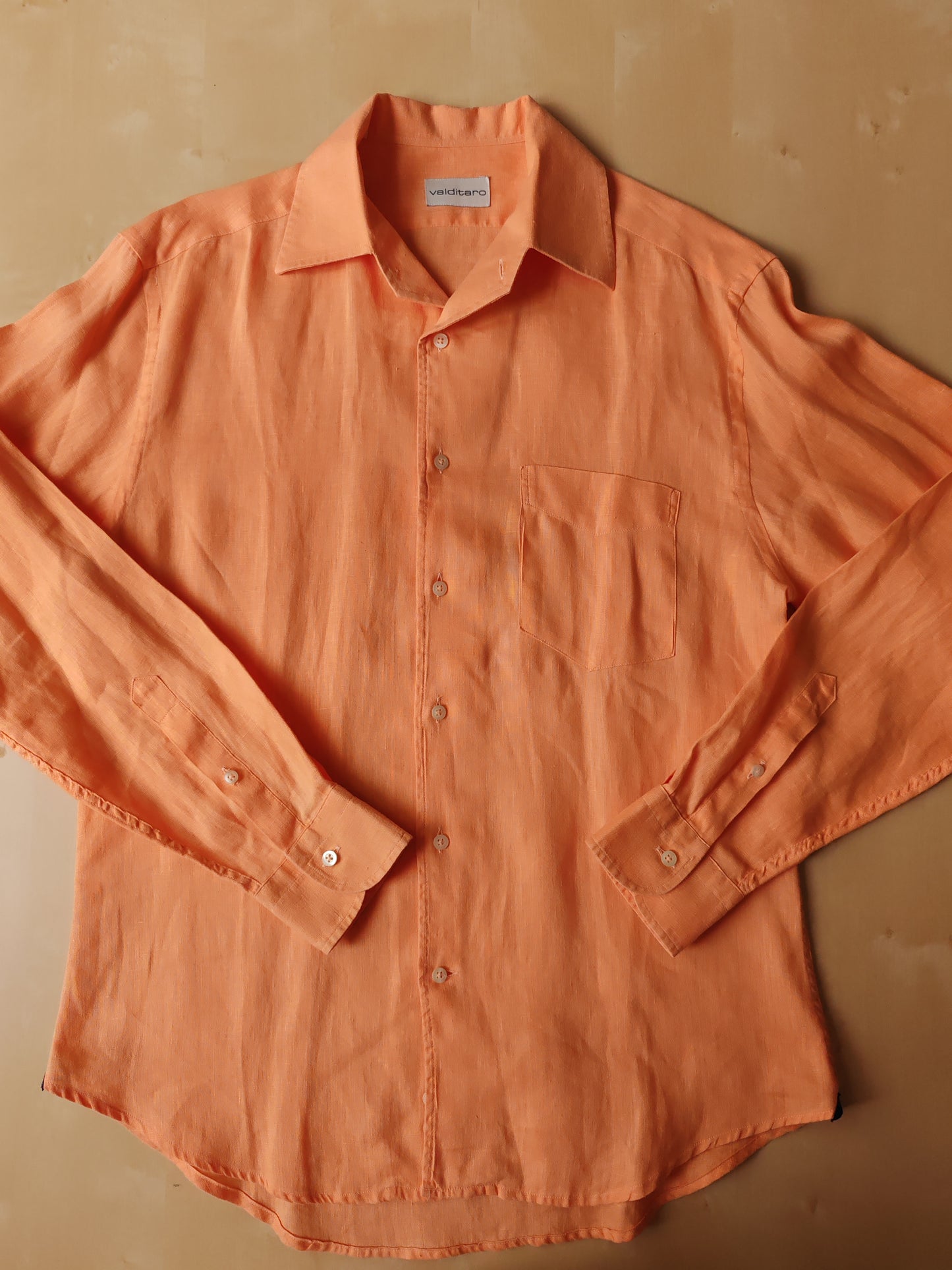 Camicia arancione 100% lino - collo 38 (S/M)