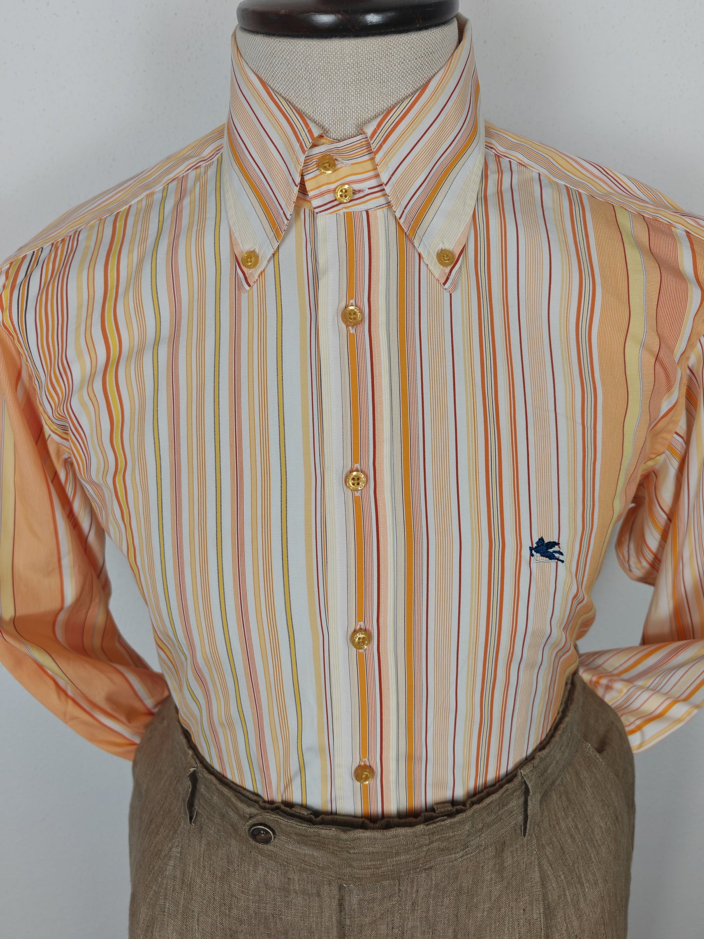 Camicia Etro righe pesca - tg. M (collo 40)