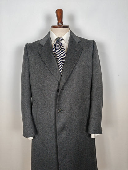 Cappotto anni '70 grigio fumo in twill di lana - tg. 46/48