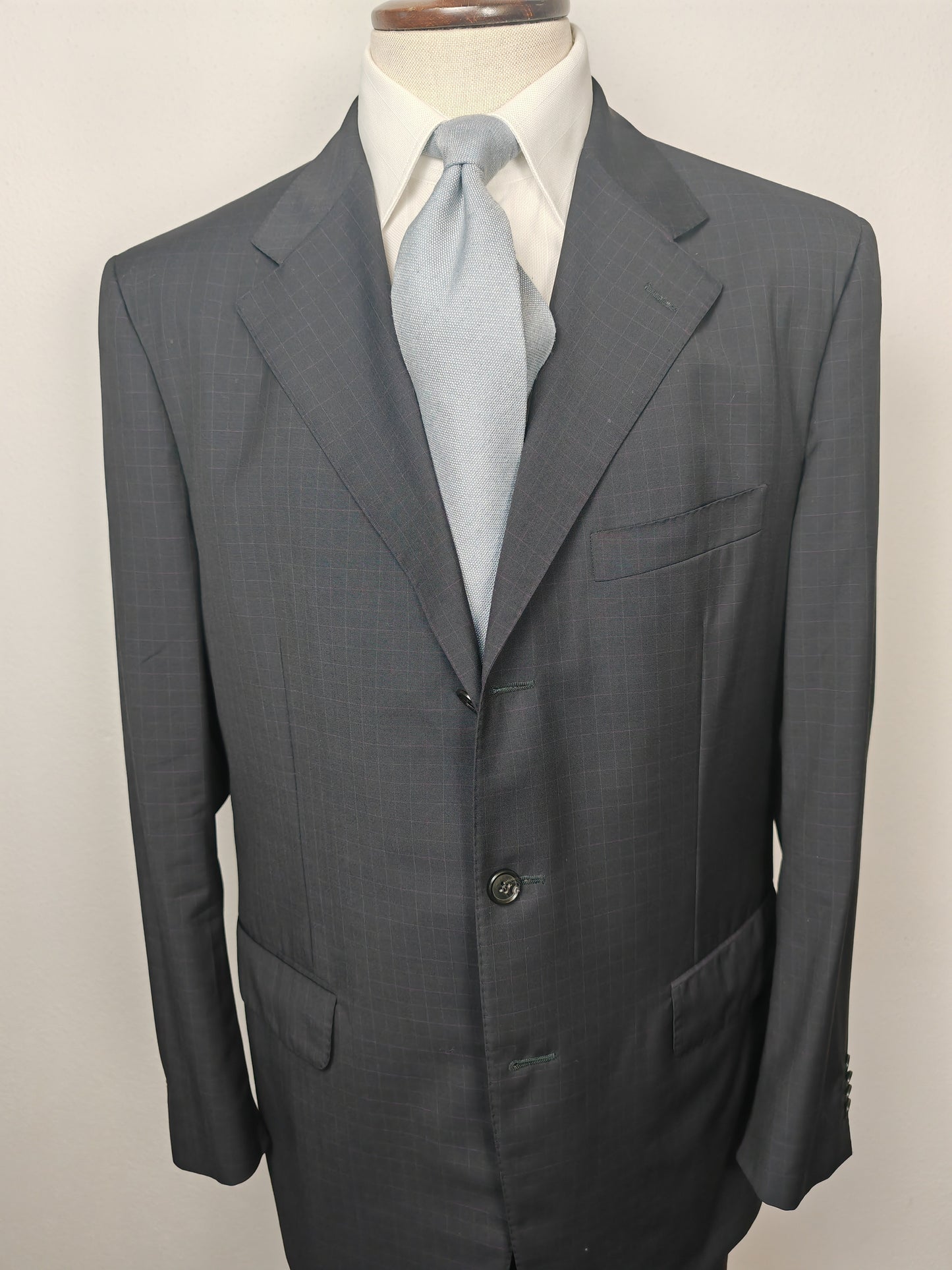 Completo Corneliani estivo in fresco lana blu a quadri - tg. 54