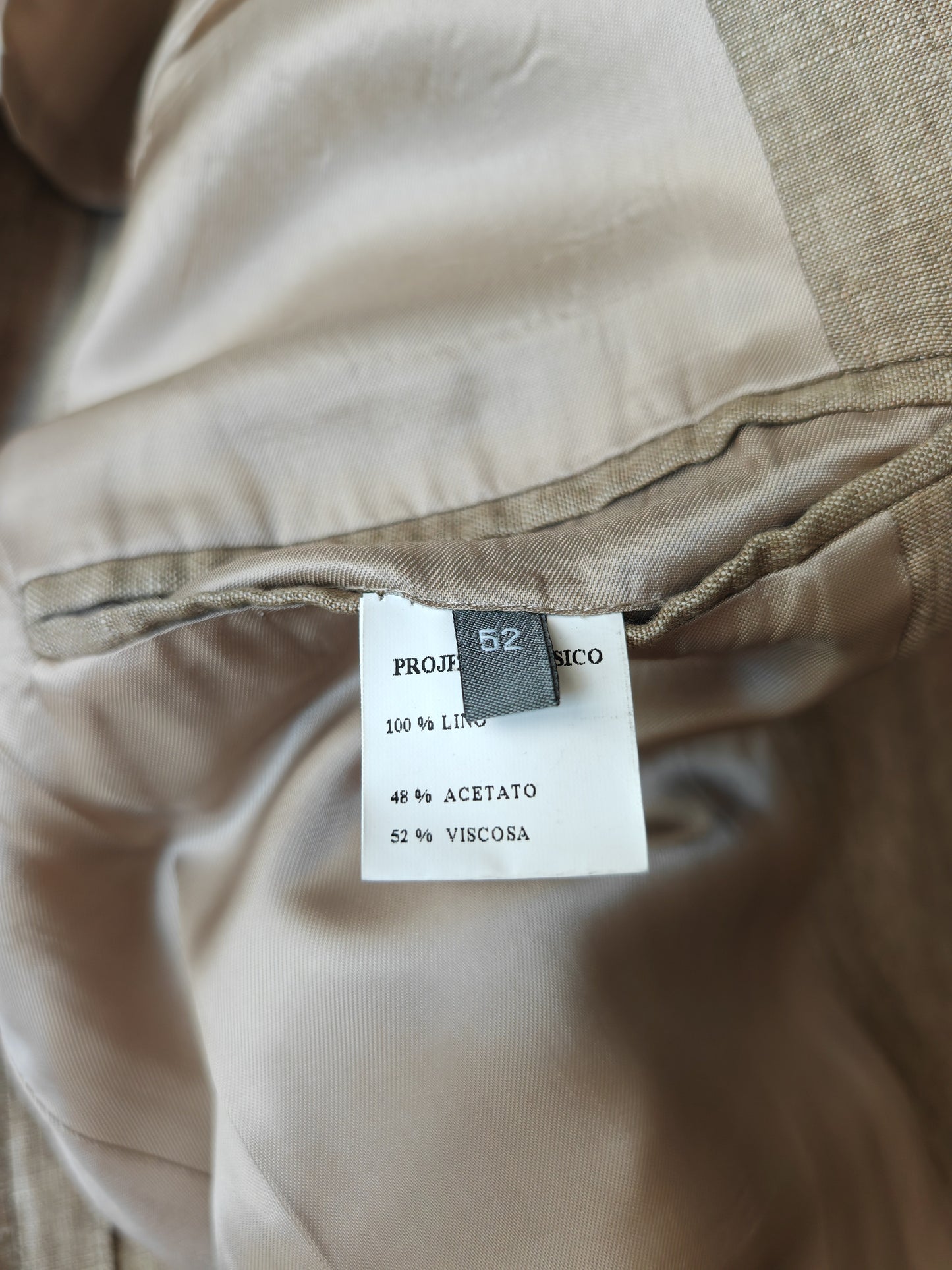 Completo in puro lino color corda - tg. 54