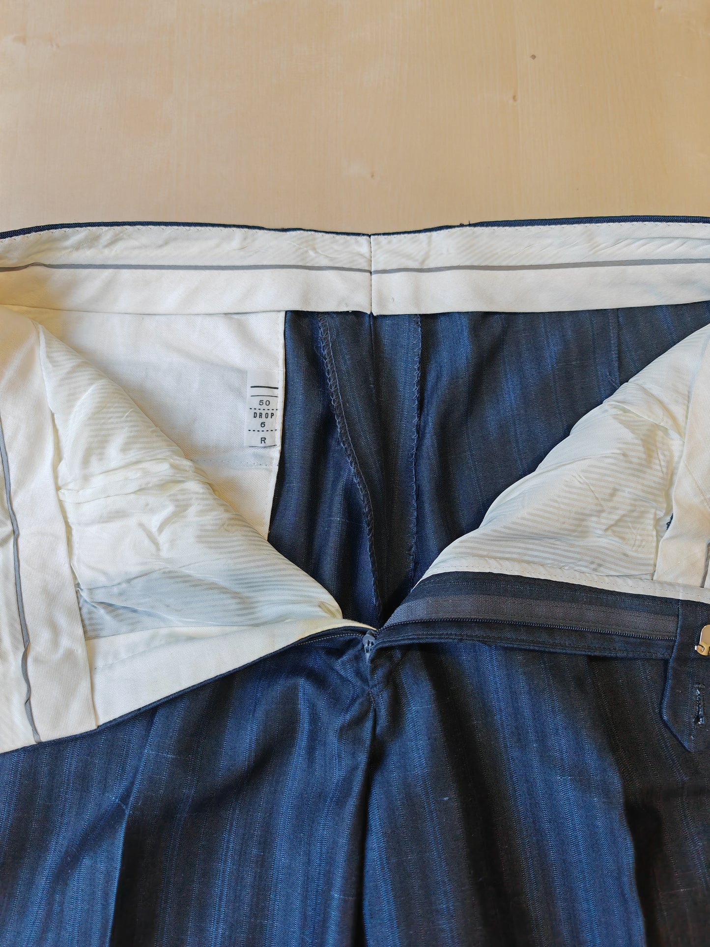 Completo anni '80 blu in pura seta shantung Marzotto - tg. 50